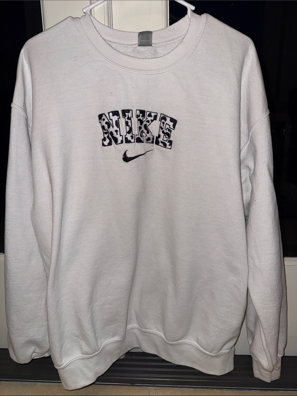 Nike White Crewneck Sweatshirt with Black Logo